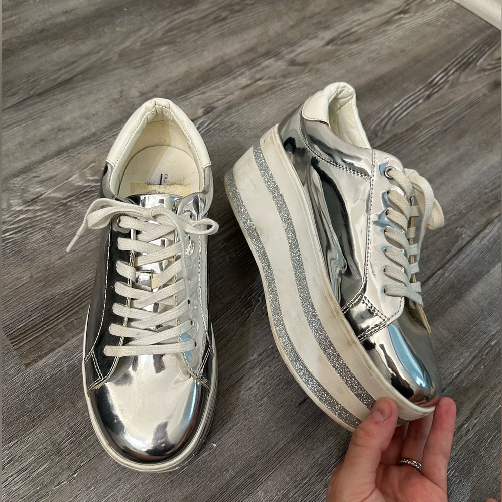 Silver Platform Sneakers